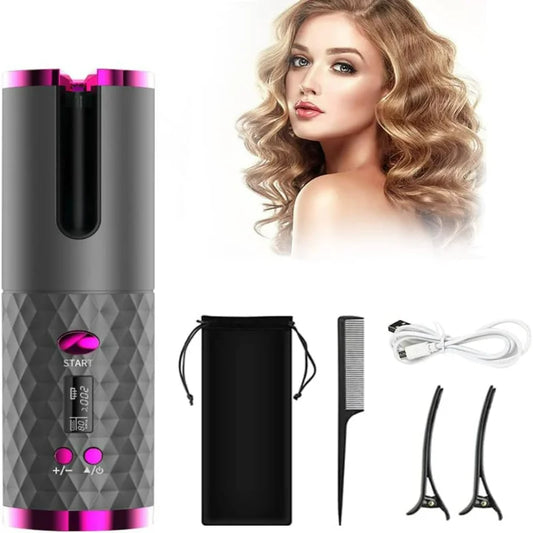 Unbound Ceramic Hair Curler: Rechargeable, Cordless, and Auto Rotating for Effortless Styling